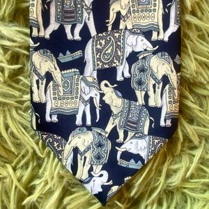 Vintage Hand Made René Chagal Silk Elephant Tie